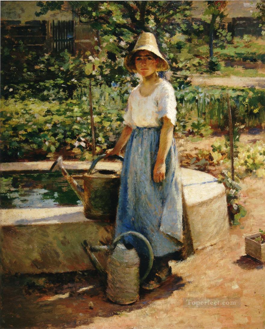 At the Fountain2 Theodore Robinson Oil Paintings